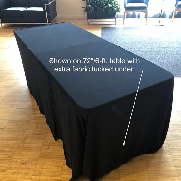 SET/3 Black Fitted 6-8-Ft Tablecloths - Picture 8 of 8